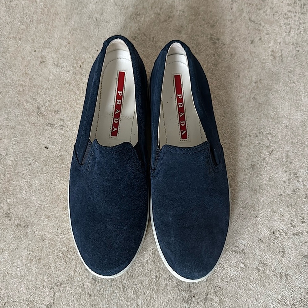 Prada shoes slip-on suede sneakers